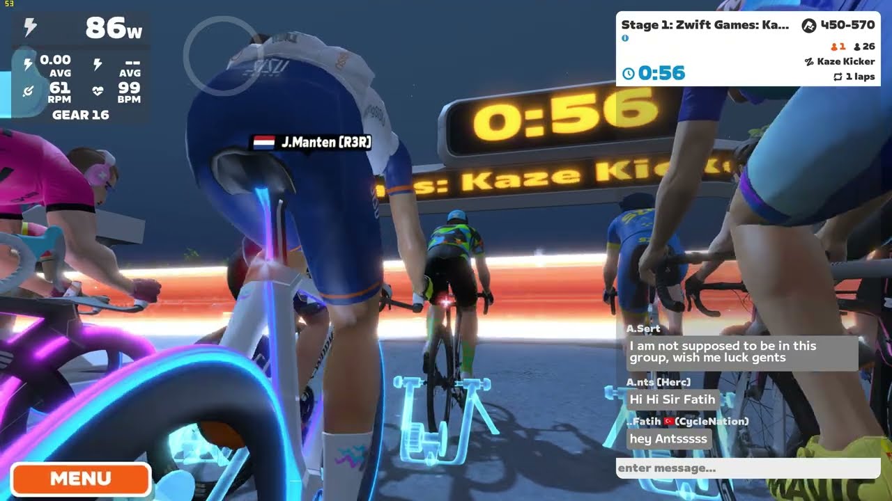 Race: Stage 1: Zwift Games: Kaze Kicker on Kaze Kicker in Makuri Islands 450-570 Score 07:10 CET