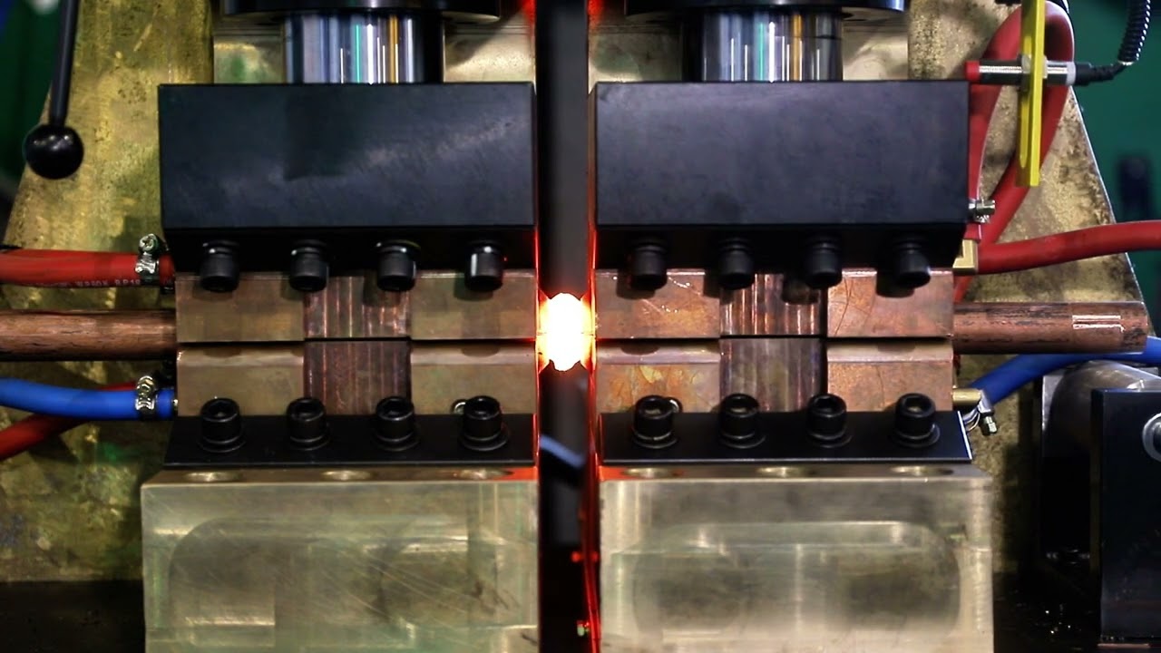 Copper rod resistance butt welding machine. #resistancewelding #buttwelder