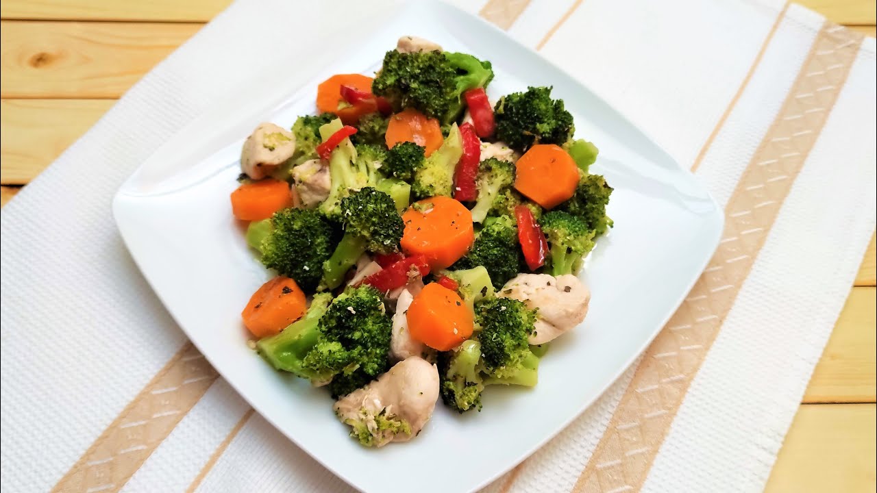 Salteado de Brócoli, Zanahoria y Pollo | RECETA IDEAL PARA DIETAS| (baja en calorías)