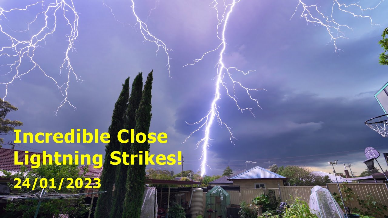 Incredible Close Lightning Strikes | Penrith January 24th 2023 | Storm Chasing