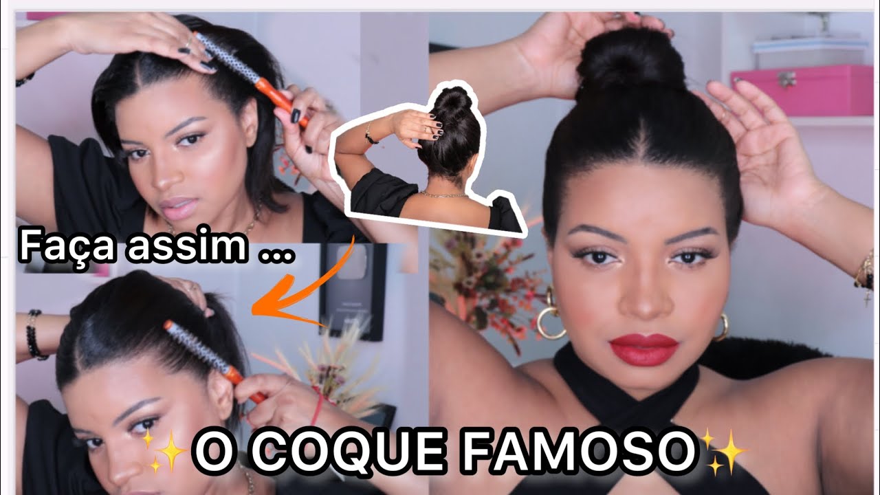 COQUE CABELO CURTO  - COMO FAZER COQUE FAMOSO DIVIDO NO MEIO que USO🔥 !