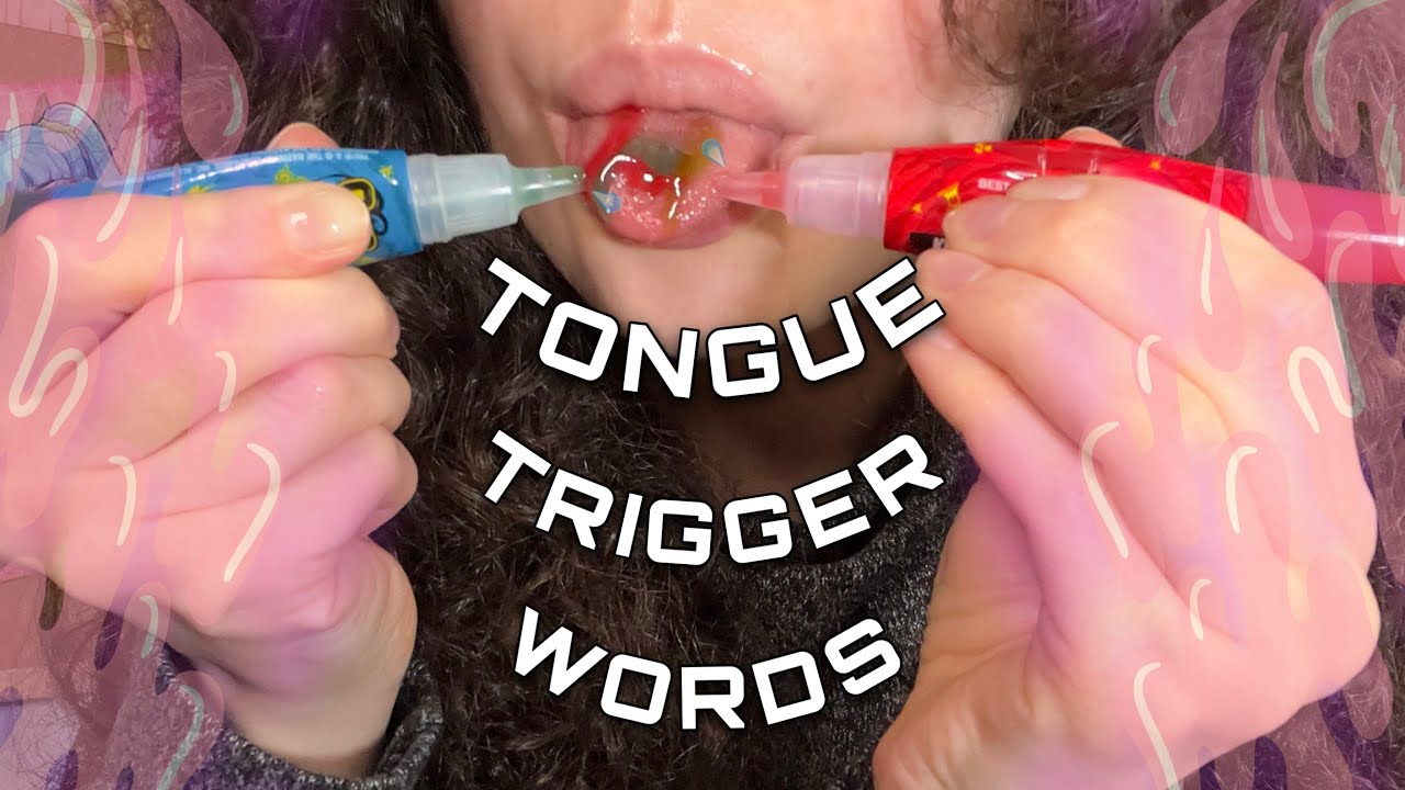 ASMR Tongue Tracing Trigger Words W/ Liquid Candy Pens! | Mouth Sounds, Edible Lip Gloss, Gum