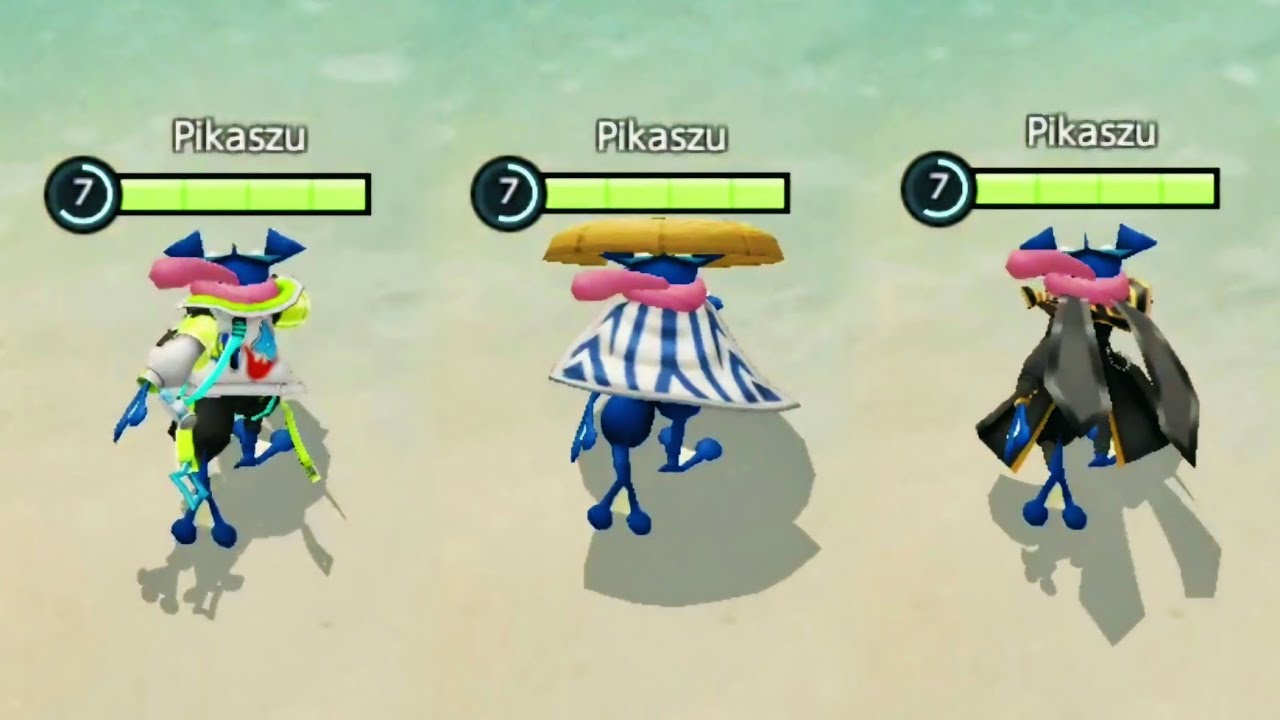 Greninja Neo Street vs Wanderer vs Costume Party Style Holowear Comparison - Pokemon Unite
