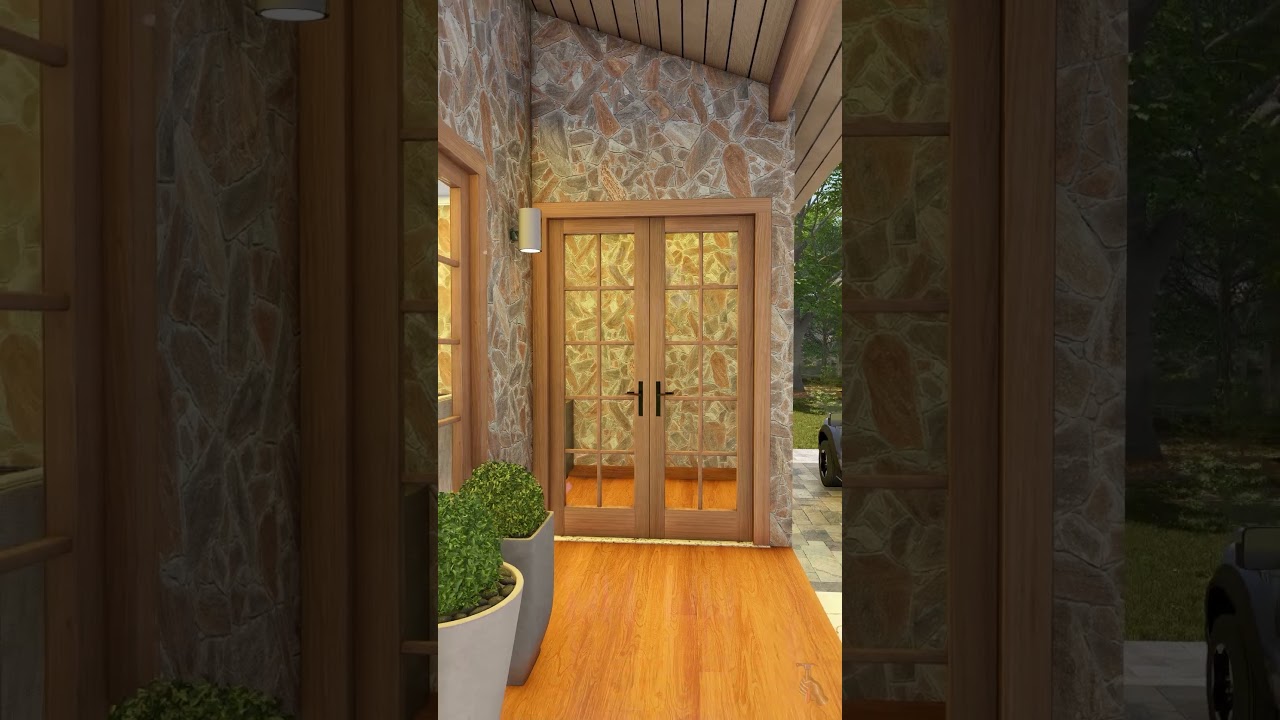🏡 Planta 3D de Casa com 2 Quartos e Varanda Ampla &ndash; Inspira&ccedil;&atilde;o Incr&iacute;vel!#Planta3D #Mumbai
