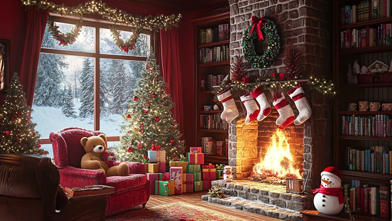 Cozy Snowy Fireplace Ambience | Cozy Winter Night Sounds for Inner Serenity and Restful Sleep