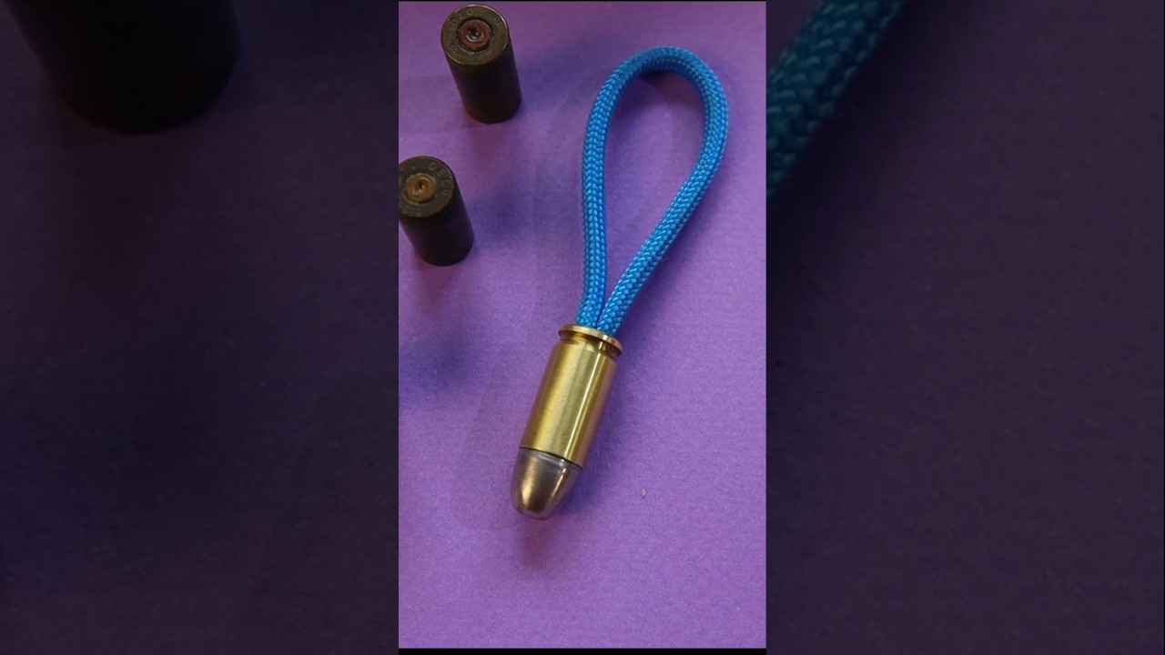 Keychain made from a 9mm pistol cartridge. #satisfying #diy #handmade #paracord