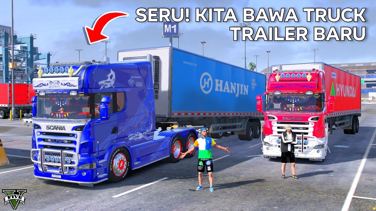 BAMBANG BAWA TRUCK TRAILER SCANIA OLENG KEREN DI GTA 5 INDONESIA