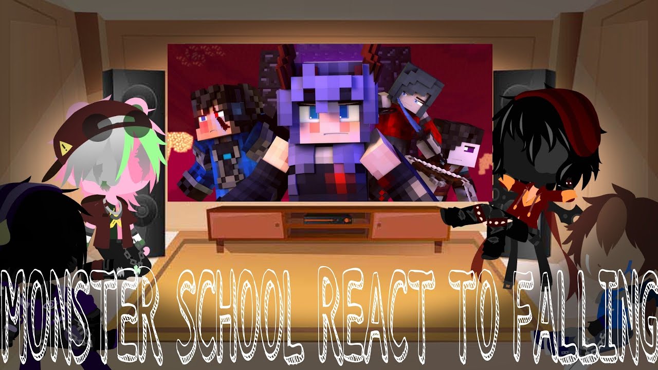 Monster School React To Falling||GACHA CLUB||MINECRAFT||PART 11