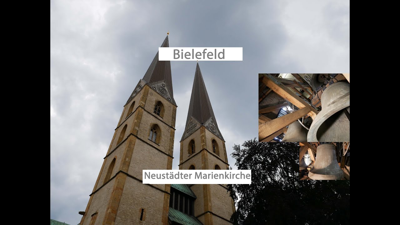 Bielefeld [D.-BI] - Glocken der evang. Neustädter Marienkirche, Geläutepräsentation (Turmaufnahme)
