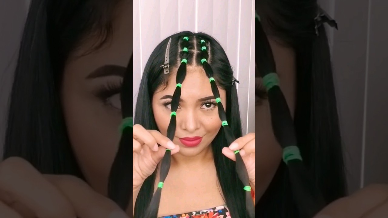 peinado con ligas en reversa  bonito y f&aacute;cil #shorts #peinadosconligas #shortsbeta