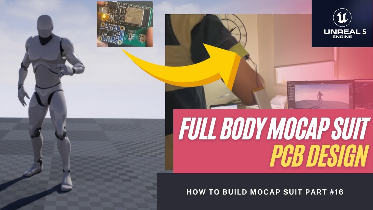 Full body mocap suit prototype based on the custom PCB | Realtime to Unreal (UE4 / UE5) Engine