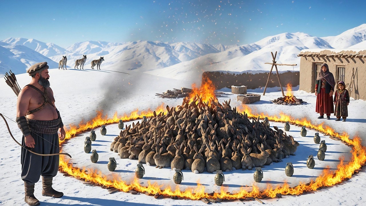 Afghanistan Survival | 1000 Wild Rabbits Hunt – Giant Rabbit Meat & Fresh Bread Feast