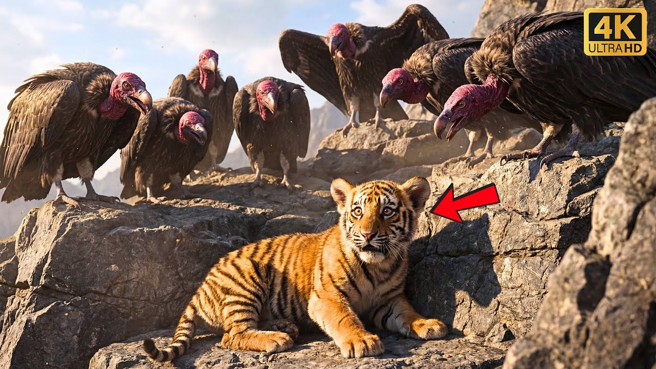 Los buitres QUERÍAN al cachorro de TIGRE HERIDO - mira quién ARRIESGÓ su vida para SALVARLO