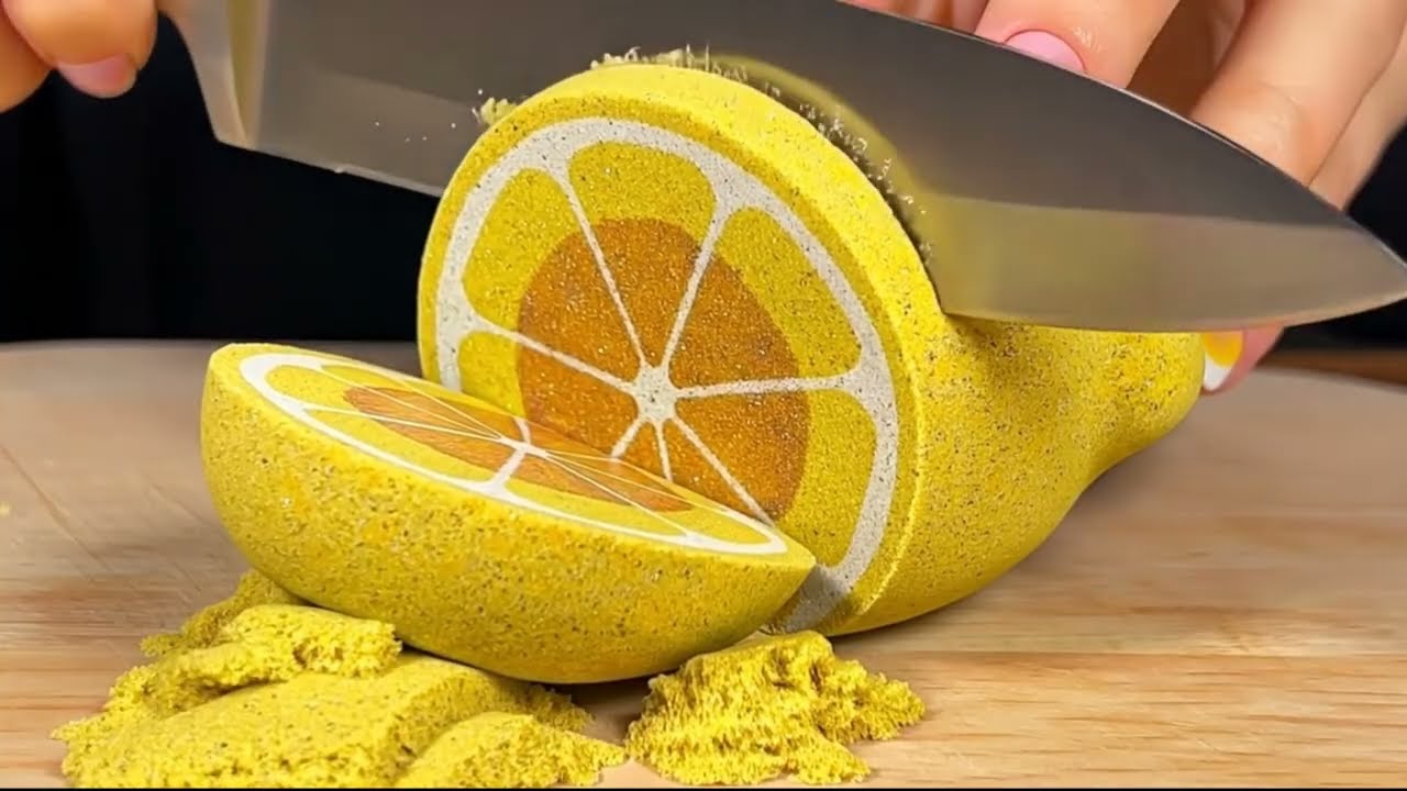 Kinetic Sand Fruit Cutting ASMR Part 3 #fruit #cuttingfruit #kineticsand #asmr #fyp #ai #glass