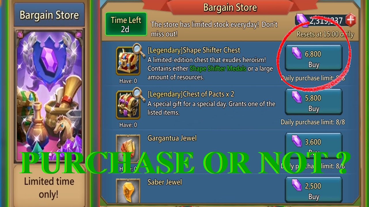 Lords Mobile - Purchase or not purchase of [Legendary] Shape Shifter Chest?