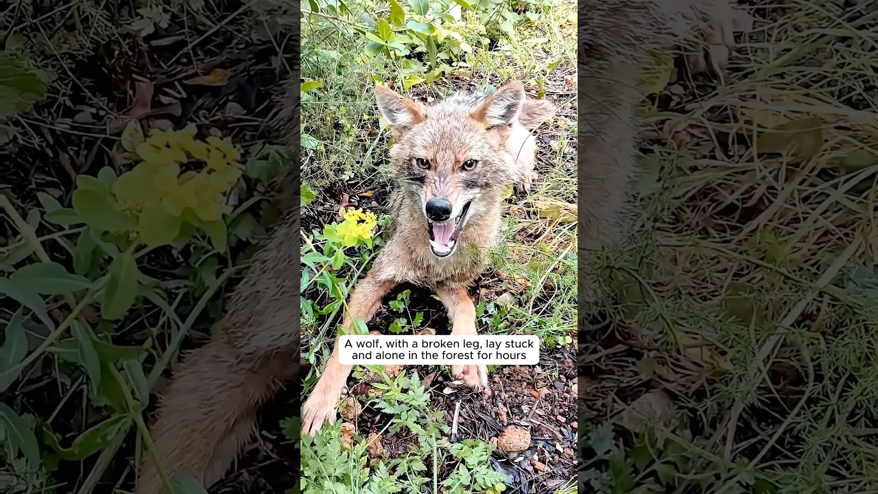 A man found an injured wolf and took action to save it