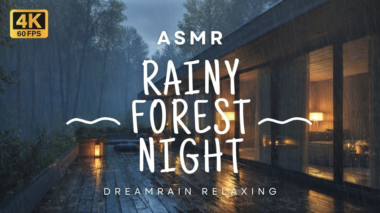 Rainy Forest Night | Cozy Cabin Lights | Deep Sleep Ambience
