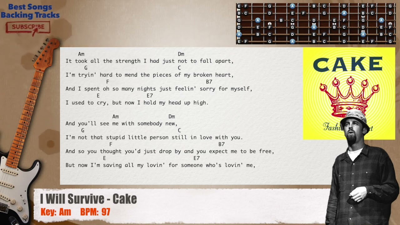 🎸 I Will Survive - Cake Guitar Backing Track with chords and lyrics