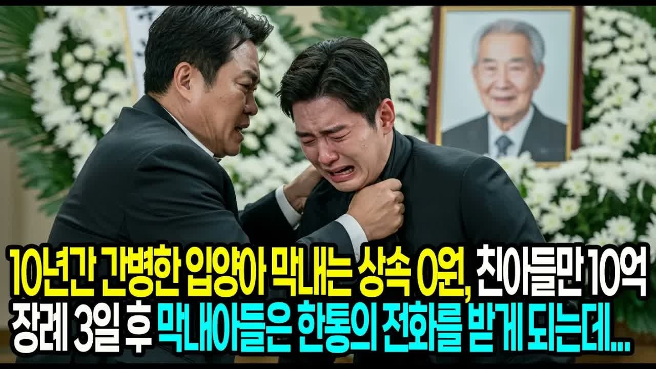 10년간 병수발한 입양아 막내아들은 0원, 친아들만 상속 10억？ 장례 3일 후, 막내는 한 통의 전화를 받고 그대로 주저앉았습니다#사연라디오 #오디오북 #인생사연 #노