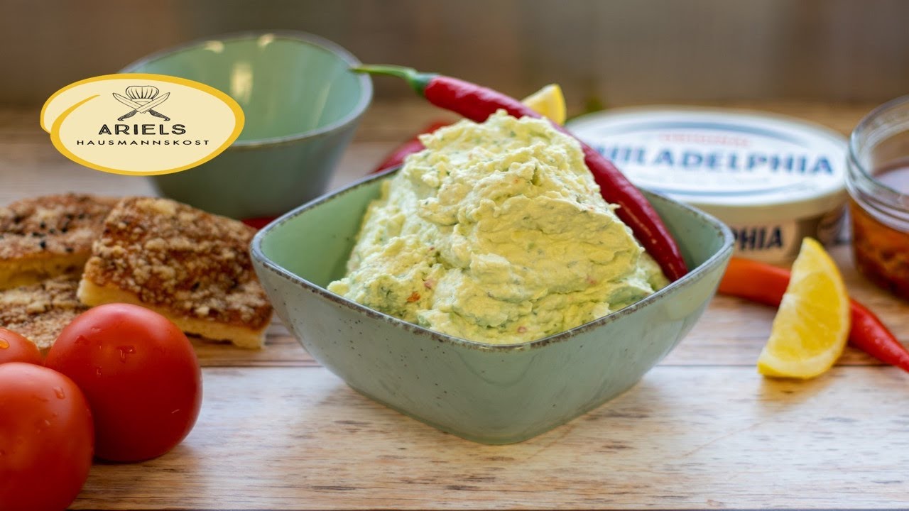 Avocado Dip mit Philadelphia, Knoblauch und Chili, Hausmannskost,