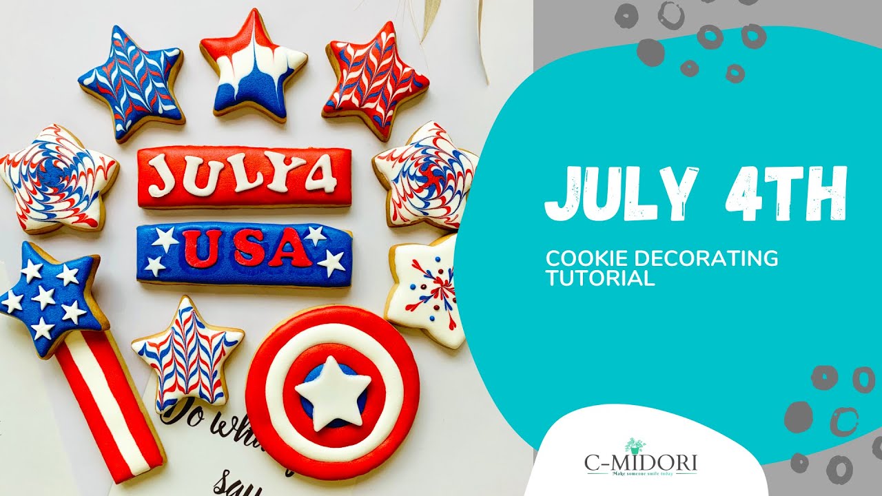 Cookie Decorating Tutorial (Royal Icing Sugar Cookie) - JULY 4TH - INDEPENDENCE DAY USA Part 2
