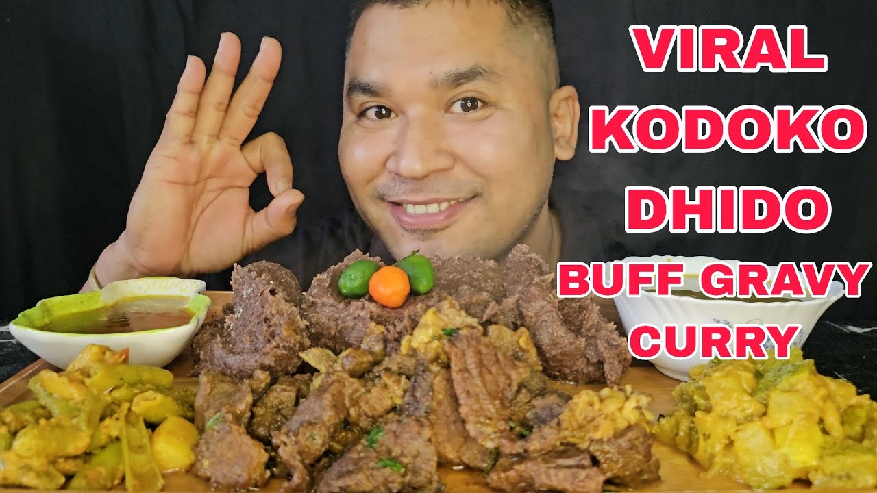 VIRAL KODOKO Dhido Ranga Gravy Curry Nepali Mukbang | Foodieajaya | Nepali Eating 