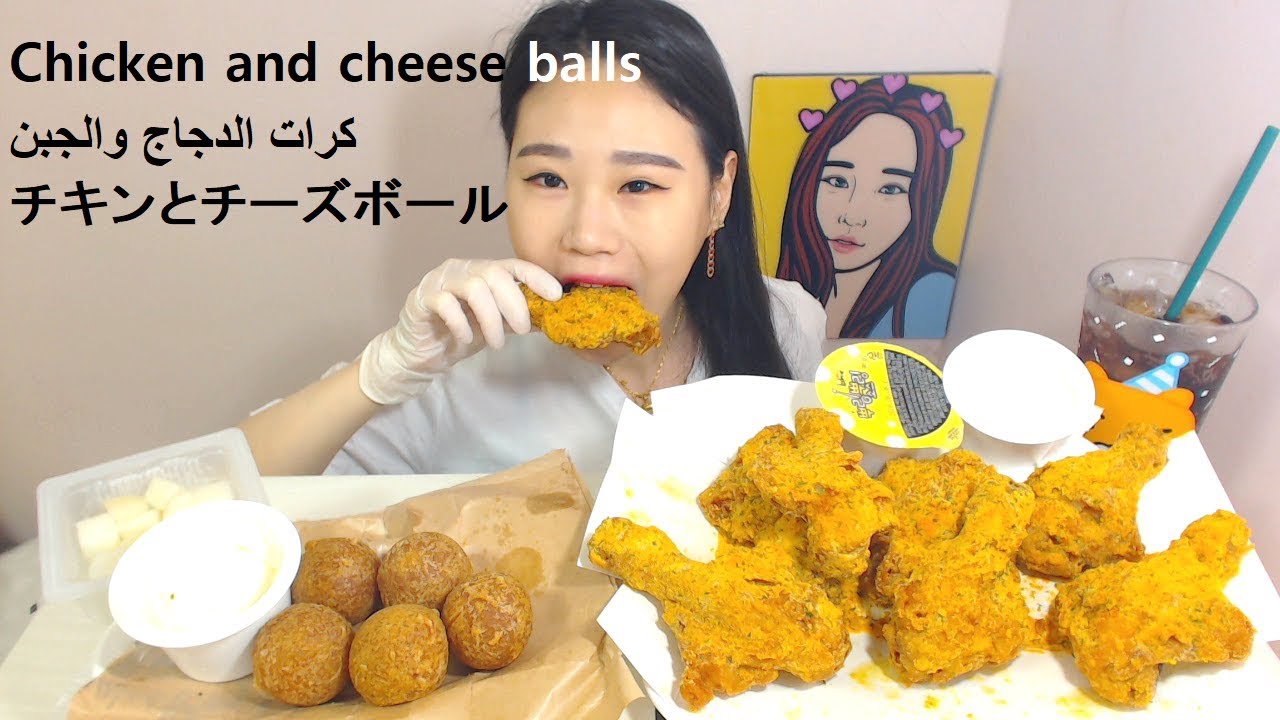 뿌링클닭다리에 치즈볼에 뿌링뿌링소스 찍먹부먹 Eating Sound