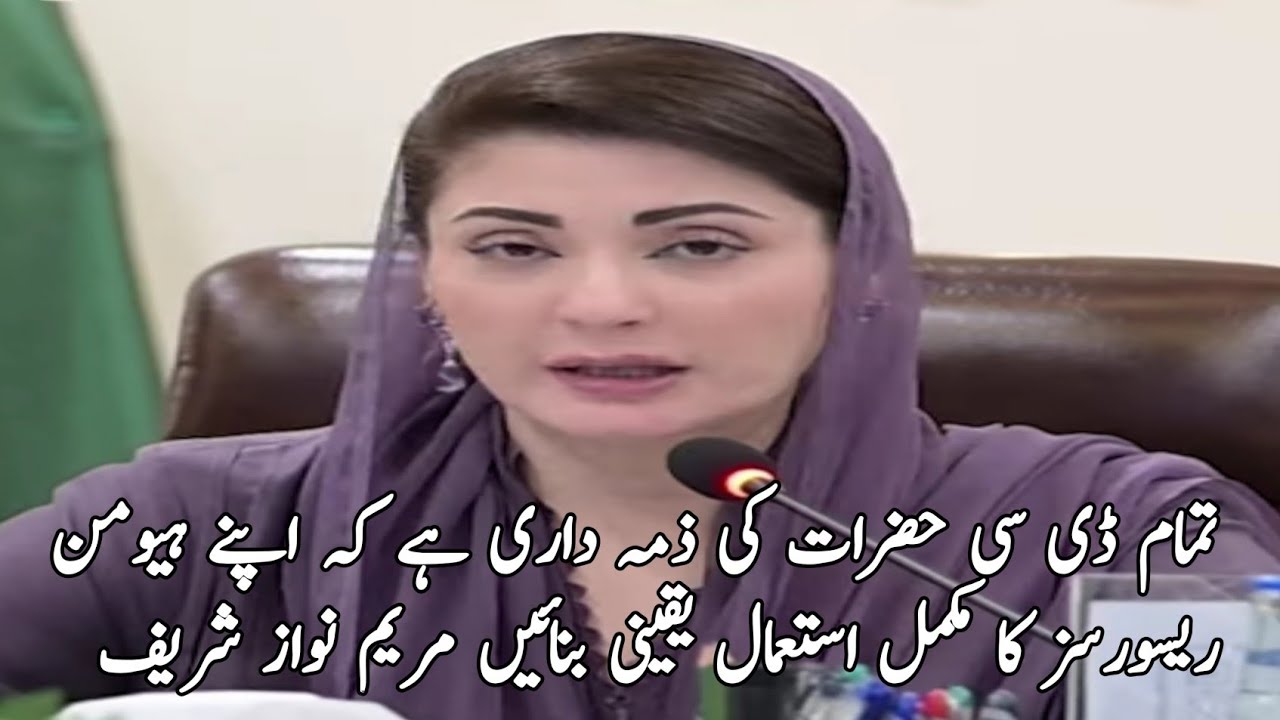 تمام ڈی سی حضرات کی ذمہ داری ہے کہ اپنے ہیومن ریسورسز کا مکمل استعمال یقینی بنائیں مریم نواز شریف