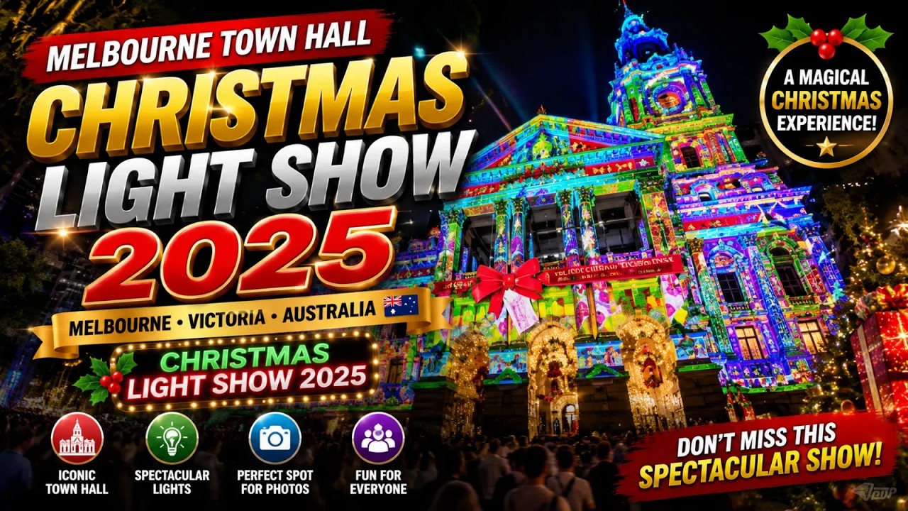 CHRISTMAS LIGHT SHOW MELBOURNE TOWN HALL VIC AUSTRALIA 🇦🇺 #christmas2025 #christmaslightshow 
