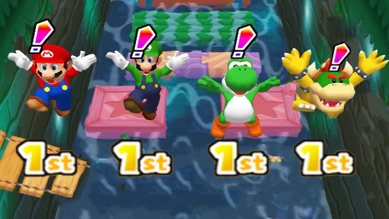 Mario Party 6  MiniGames - Battle Bridde - Mario vs Luigi vs Yoshi vs Bowser Jr. (Brutal)