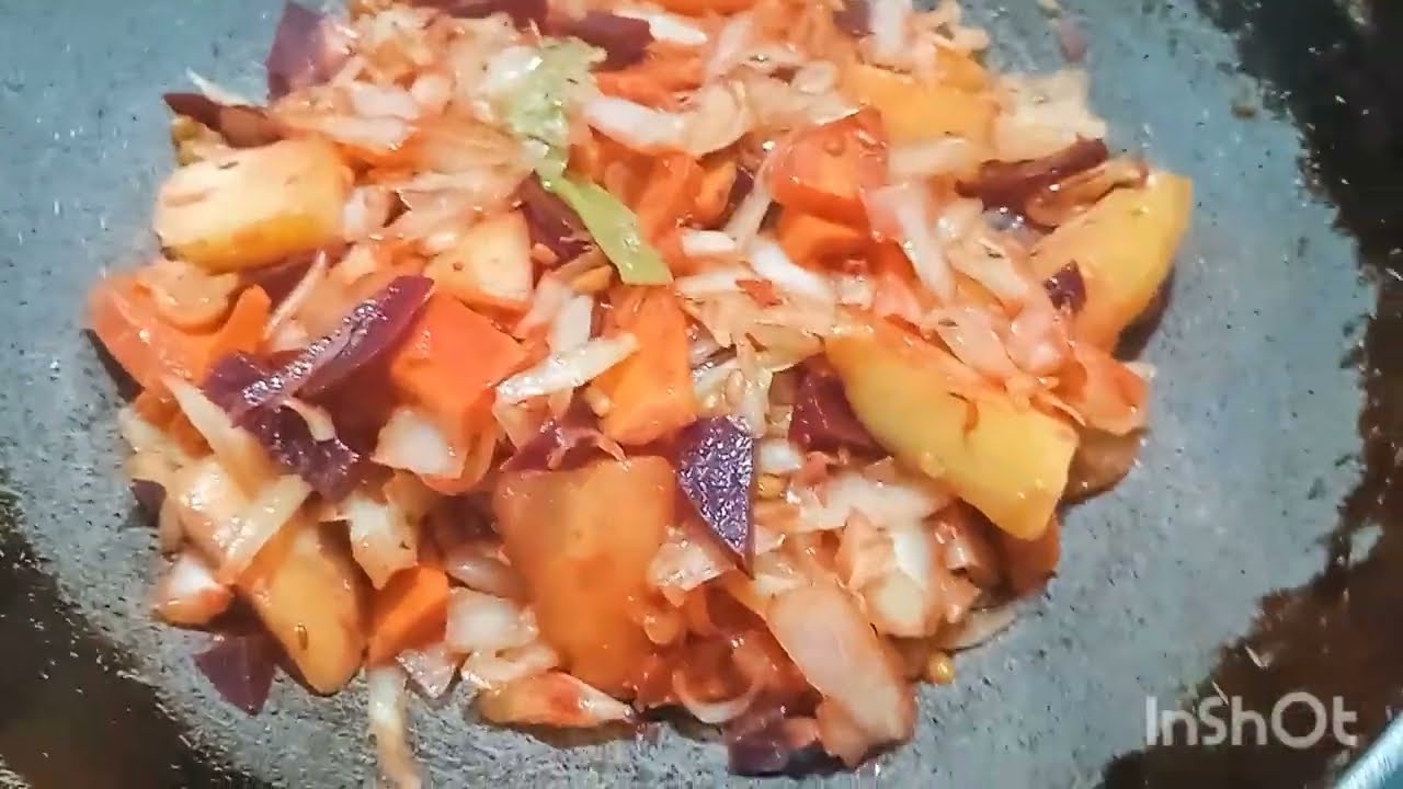 Cahbage beetroot and potato fry 