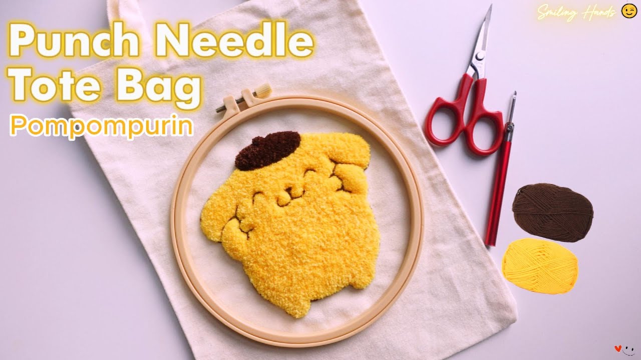 DIY Punch Needle Tote Bag with Pompompurin | Beginner-Friendly Tutorial + Cute Character Design