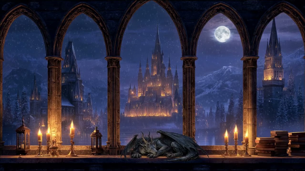 Winter Castle Window View – Relaxing Ambient Music for Study, Meditation, and Peace