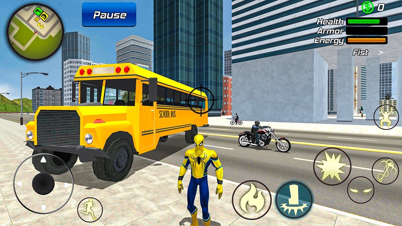 Spider Rope Hero Gangster Crime - School Bus Driving in Vegas City - Android Gameplay