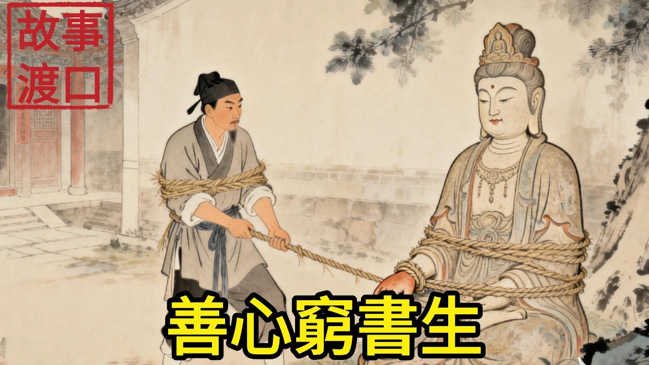 窮書生借宿破廟避雨，見泥菩薩斷手心生不忍，用草繩綁好。半夜菩薩顯靈：你救我一臂，我送你三甲功名！#民間故事#善有善報#爲人處世#故事分享