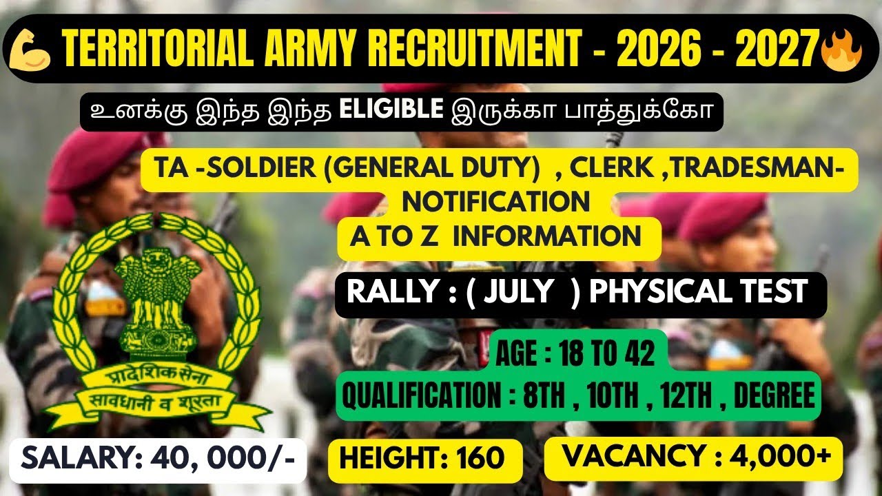 👉 🚨🪖 Territorial Army Soldier Recruitment 2026 &ndash; Full Details Eligibility🎯Physical💪Selection Process