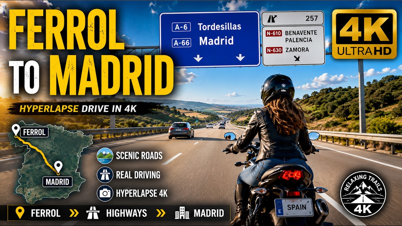 🏃‍♀️📹 Hyperlapse Drive From Ferrol to Madrid Spain Dashboard Mount  4K