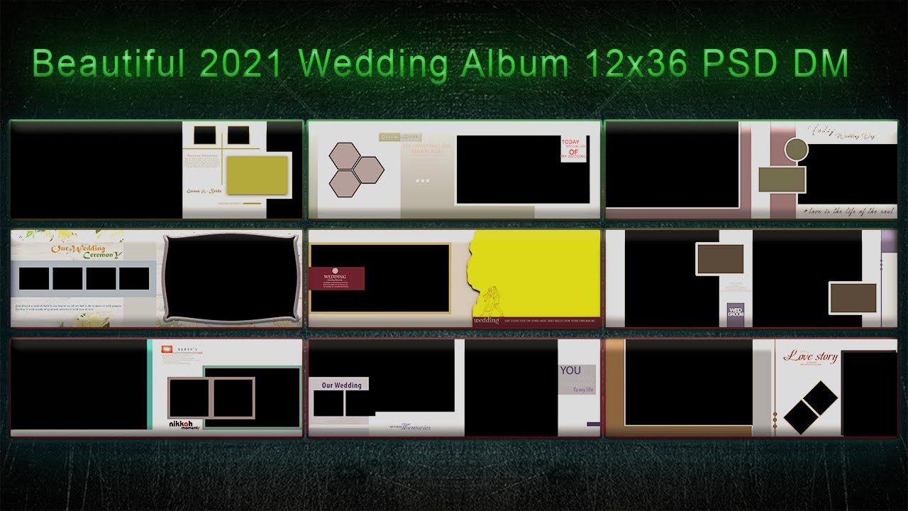 Beautiful 2021 Wedding Album 12x36 PSD DM Design Pack 01 Free Downlod