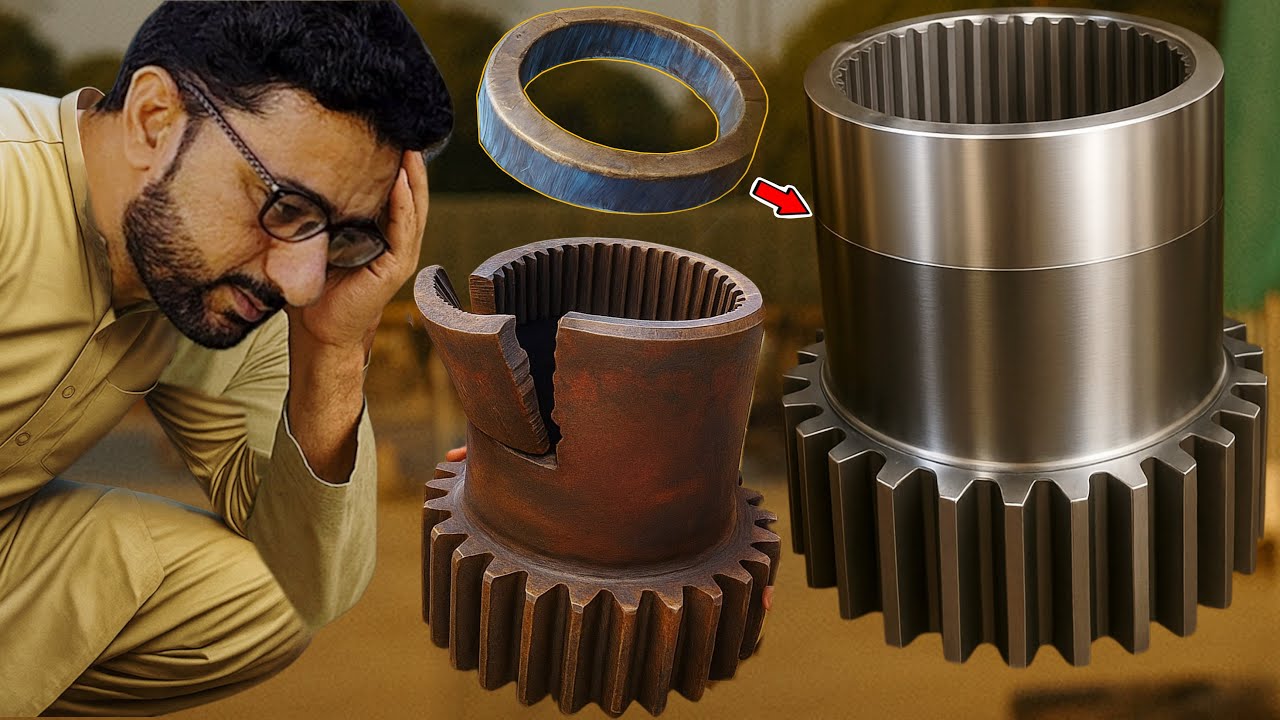 Caterpillar Gearbox Repaired and Restored: Comparison Between the Damaged and Rebuilt Gear Component