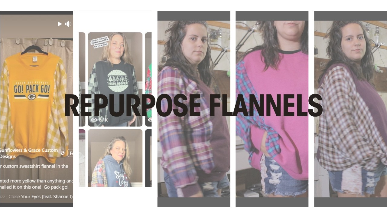 Upcycling  flannels into Sweatshirts #repurposed #sewing #Repurposedsweatshirts #repurposedflannels