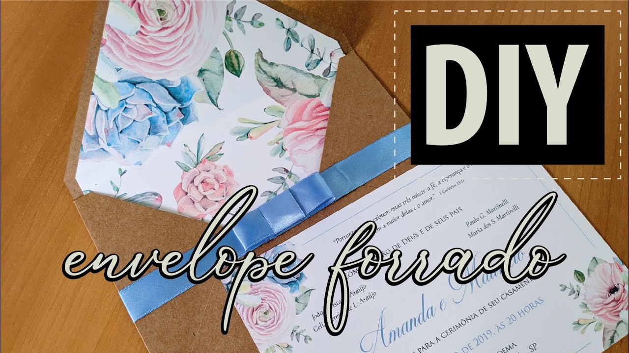 Como fazer convite com envelope forrado | Papelaria personalizada | Arte aquarelada Serenity