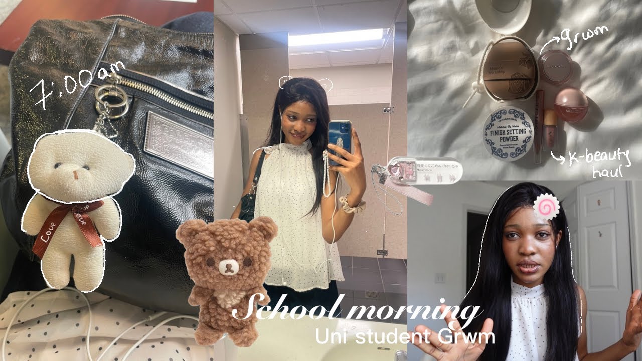 School morning routine: 7:00am, Grwm for school, k-beauty haul, what I wear to school, productive