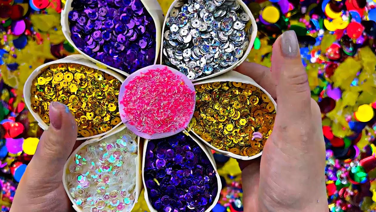Crushing soap boxes with glitter and starch/foam /ASMR soap cubes