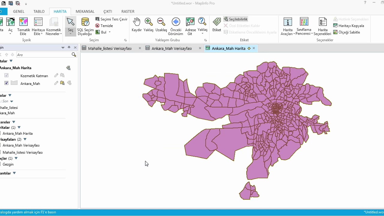 MapInfo Pro'da (64-bit) SQL Sorgulama İşlemleri