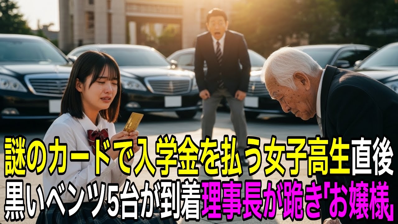 医学部の入学金を亡き母の金色のカードで支払った女子高生、泥棒扱いされた直後に黒いベンツの車列が到着し理事長が絶句【感動する話】【朗読】