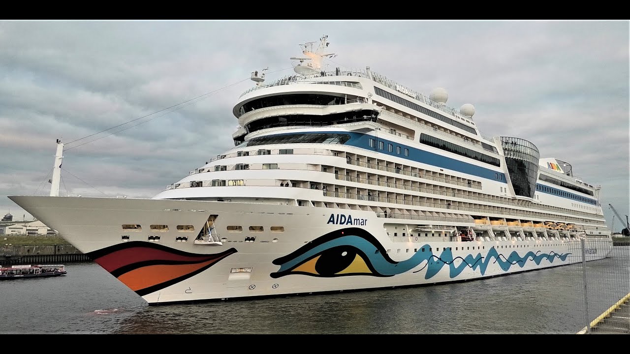 1080p AIDAmar harmonisches Ablegemanöver in Hamburg Steinwerder (HORN) 18.09.2021