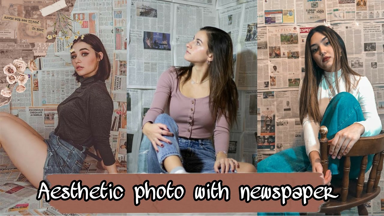 Aesthetic Photo Poses At Home/Newspaper Background Photography/Aesthetic Newspaper Background