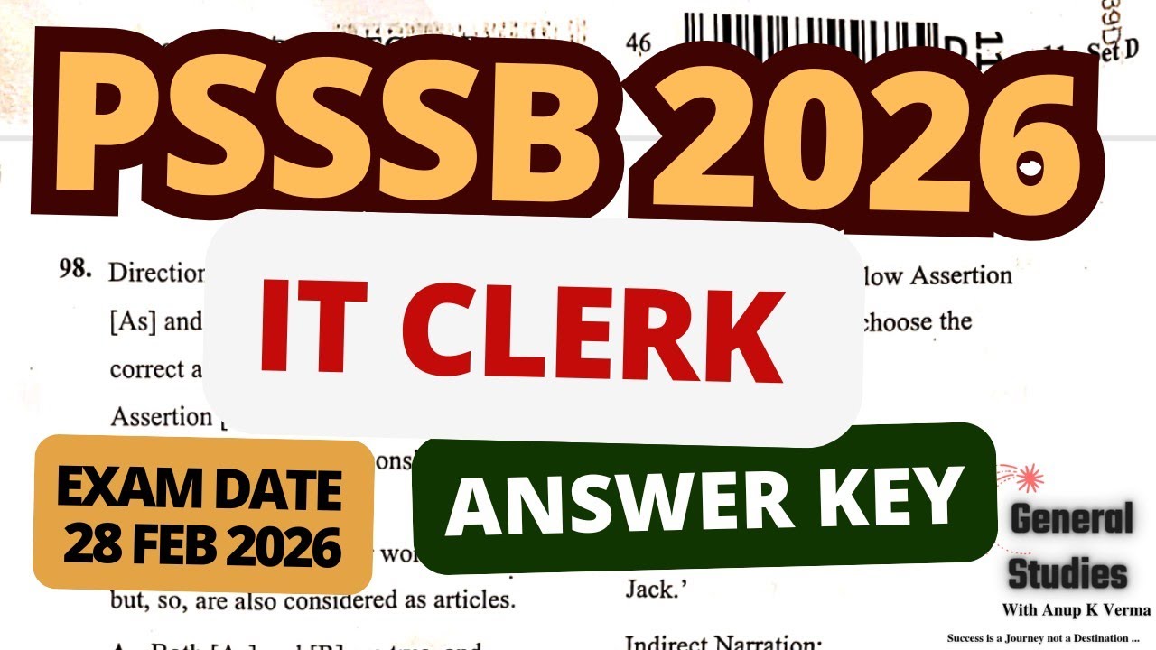 PSSSB IT CLERK 2026 | ANSWER KEY | EXAM DATE : 28 FEB 2026