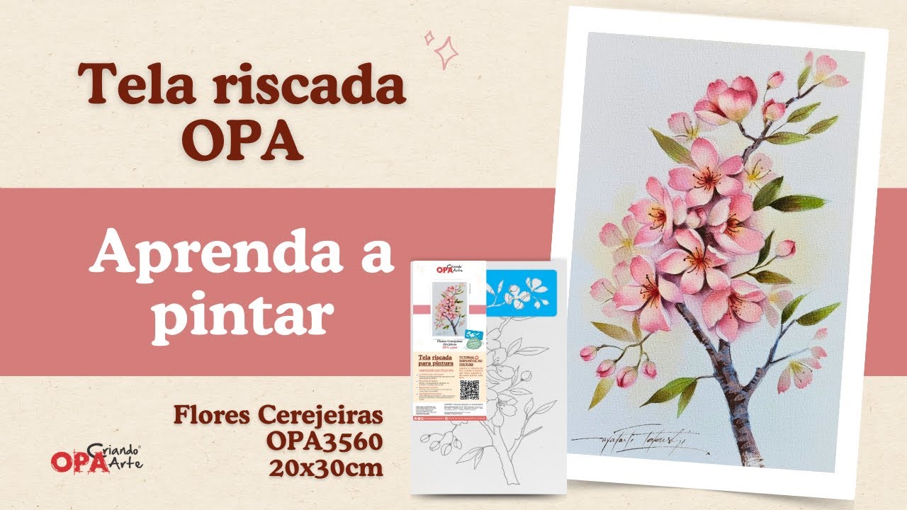 Projeto tela riscada Flores Cerejeiras - OPA3560 (20x30cm)