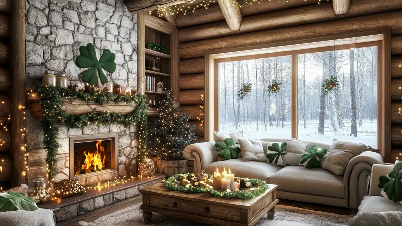 Gentle Winter Snow And Fireplace Sounds Surround You With Calm And Warmth